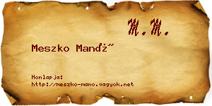 Meszko Manó névjegykártya
